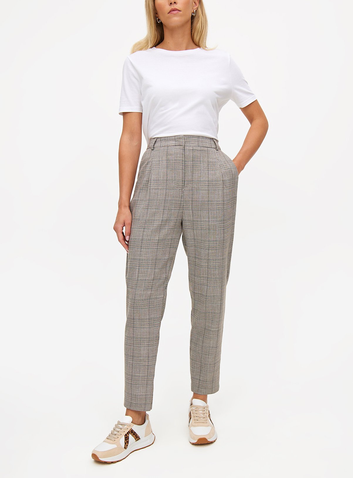 Grey Tailored Coord Check Trousers 16S