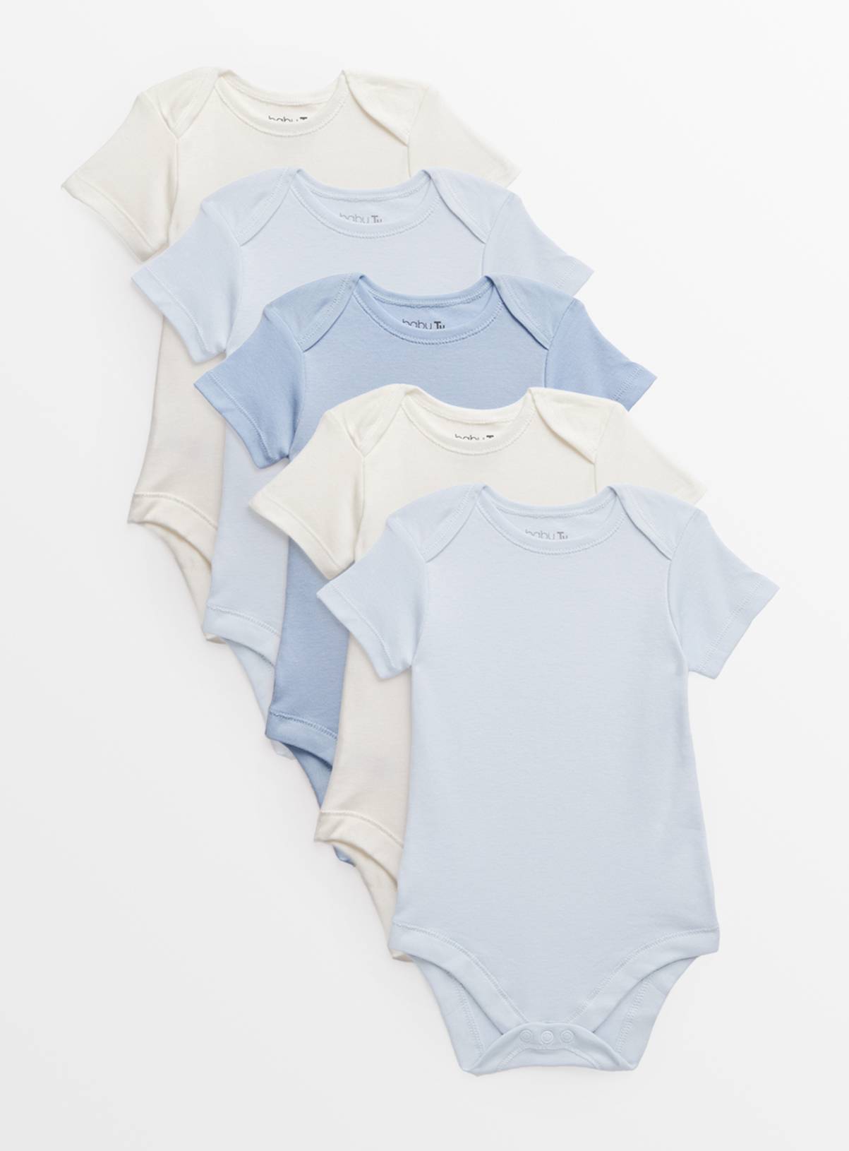 Blue Short Sleeve Bodysuit 5 Pack Up to 3 mths - Image 1