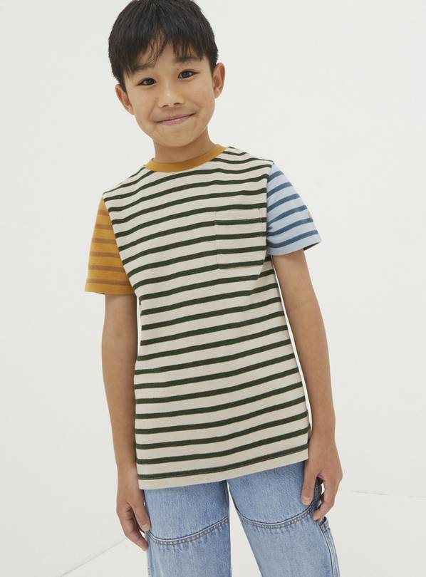 FATFACE Textured Stripe T Shirt 3-4 Years
