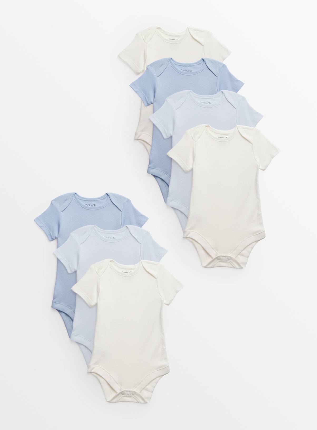 Blue & White Bodysuit 7 Pack Newborn - Image 1