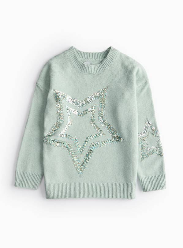 Green Sequin Star Knitted Jumper 8 years