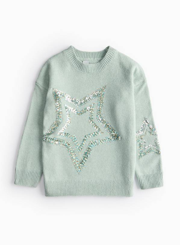 Green Sequin Star Knitted Jumper 9 years