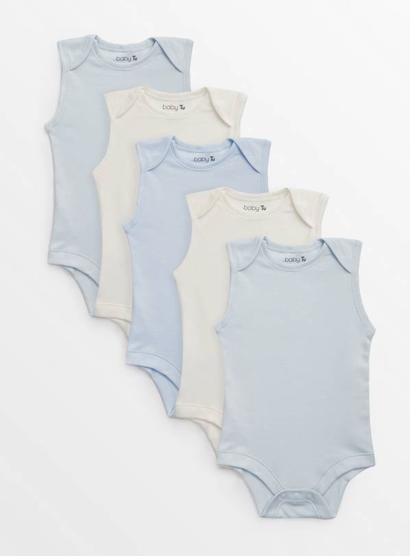 Blue Sleeveless Bodysuits 5 Pack 3-6 months