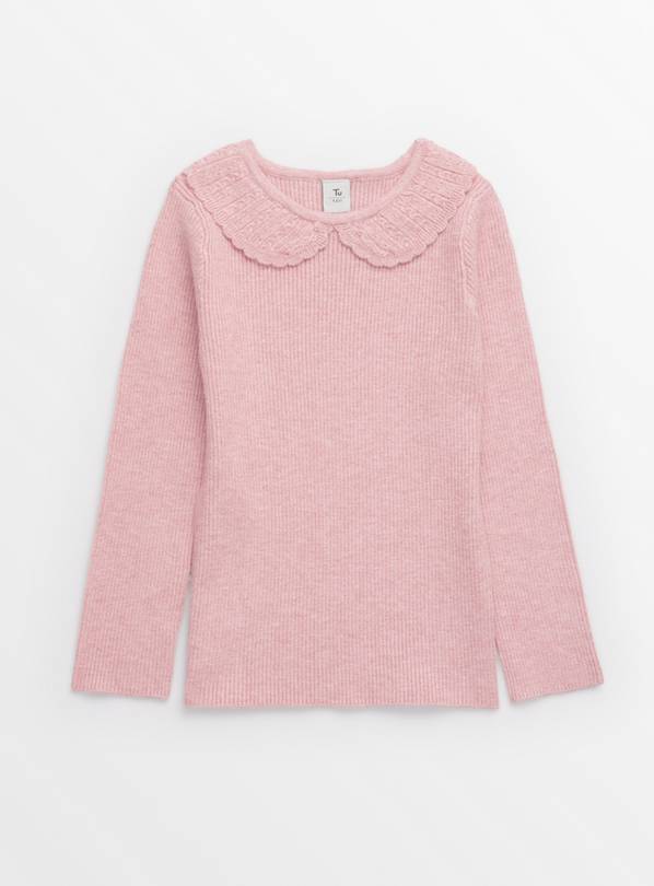 Pink Knitted Collared Long Sleeve Top 3-4 years