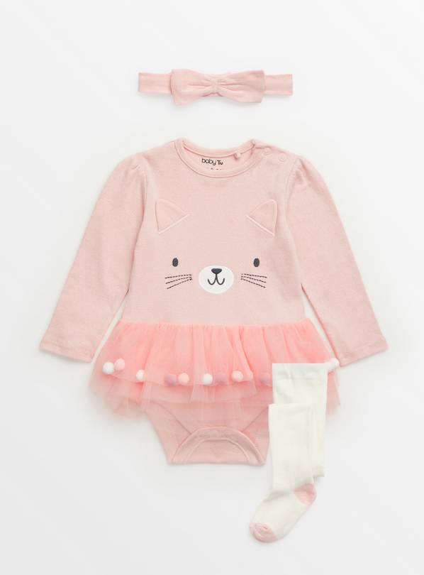 Pink Novelty Bunny Print Tutu Bodysuit Set 18-24 months