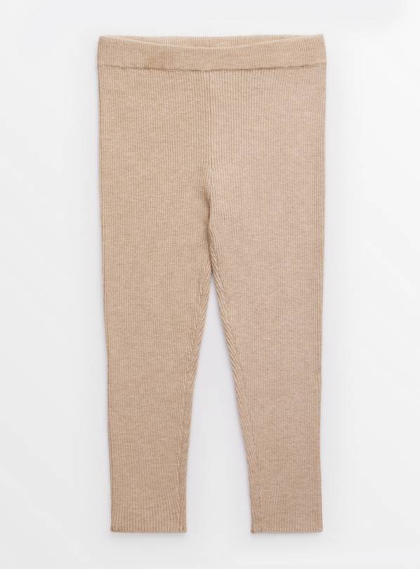 Oatmeal Knitted Ribbed Leggings  3-4 years