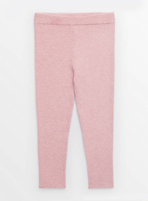 Pink Knitted Ribbed Leggings 1-2 years