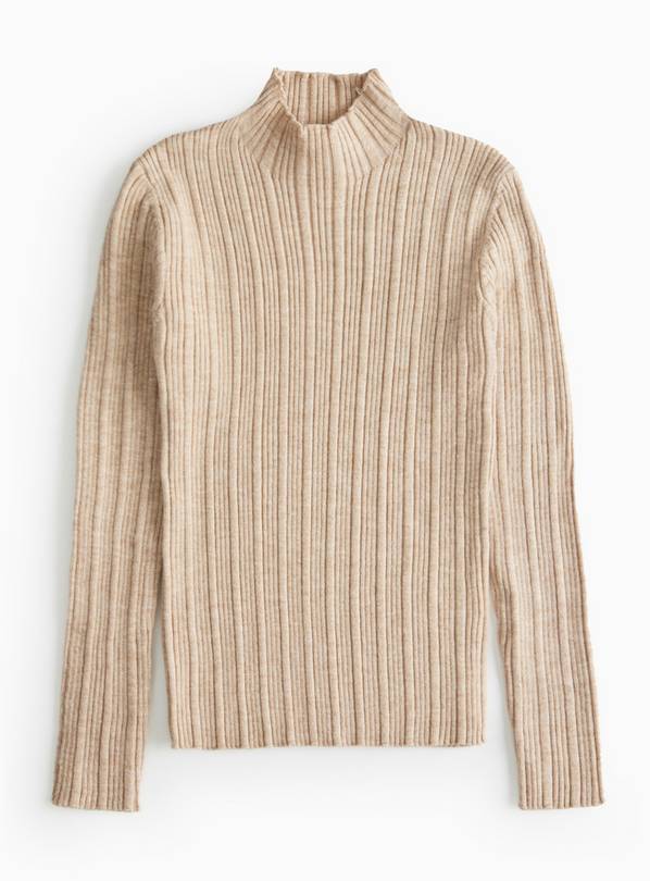 Cream Ribbed Funnel Neck Jumper 9 years