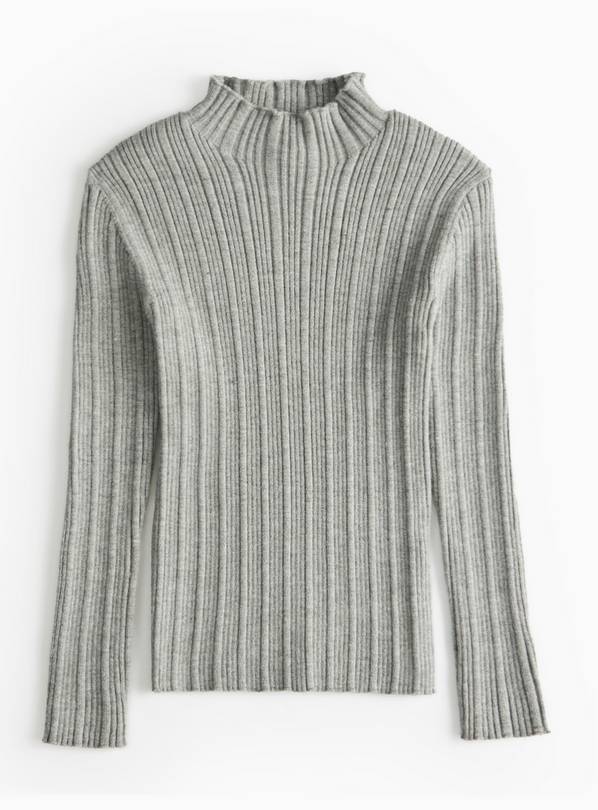 Grey Funnel Neck Ribbed Jumper 13 years