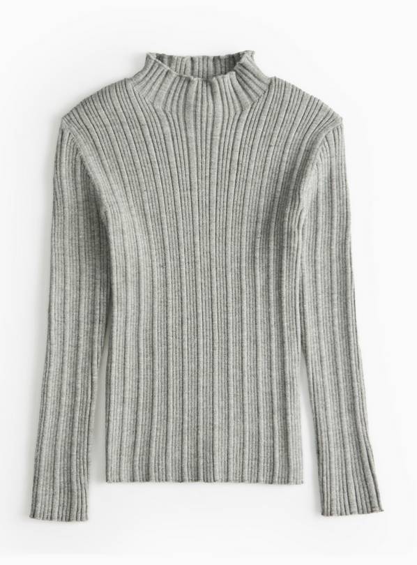 Grey Funnel Neck Ribbed Jumper 9 years