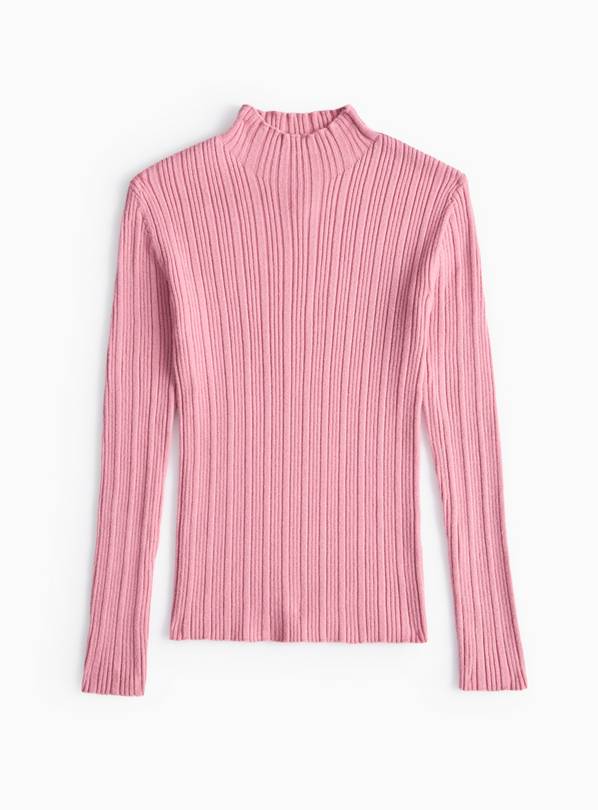 Pink Ribbed Knit High Neck Top 5 years