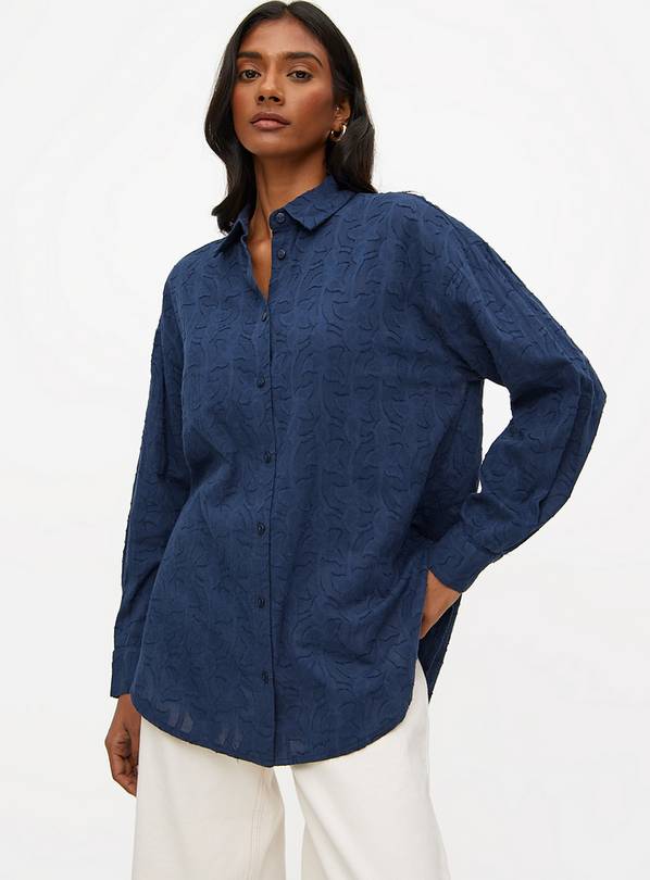 Navy Relaxed Fit Jacquard Shirt 24