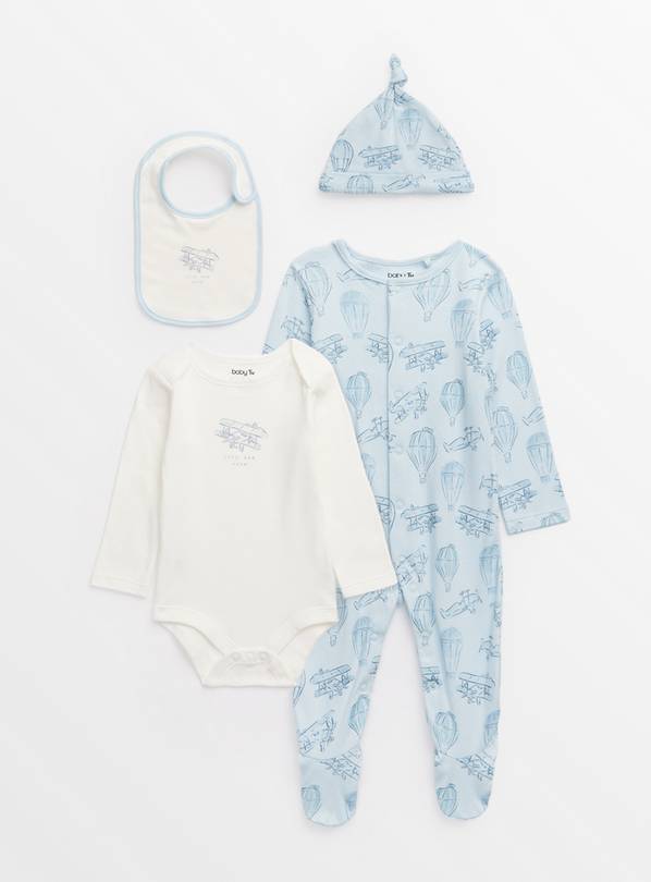 Blue Aeroplane Print 4-Piece Starter Set 9-12 months