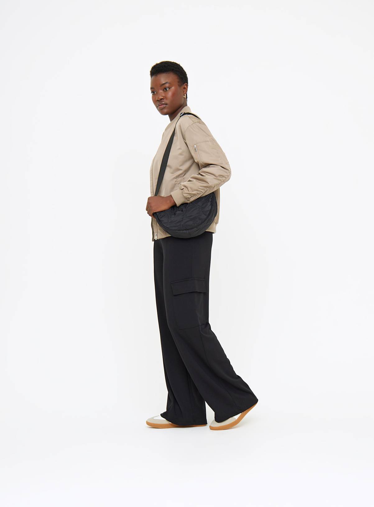 Black Ponte Wide Leg Cargo Trousers 12 - Image 2