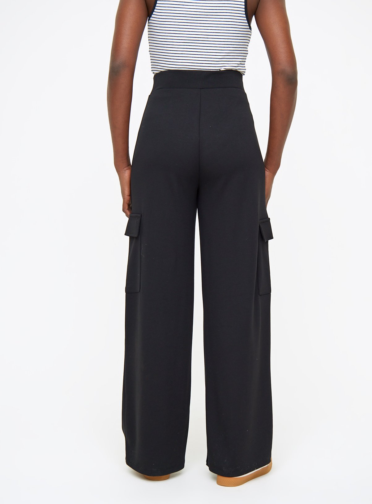 Black Ponte Wide Leg Cargo Trousers 12 - Image 4 thumbnail