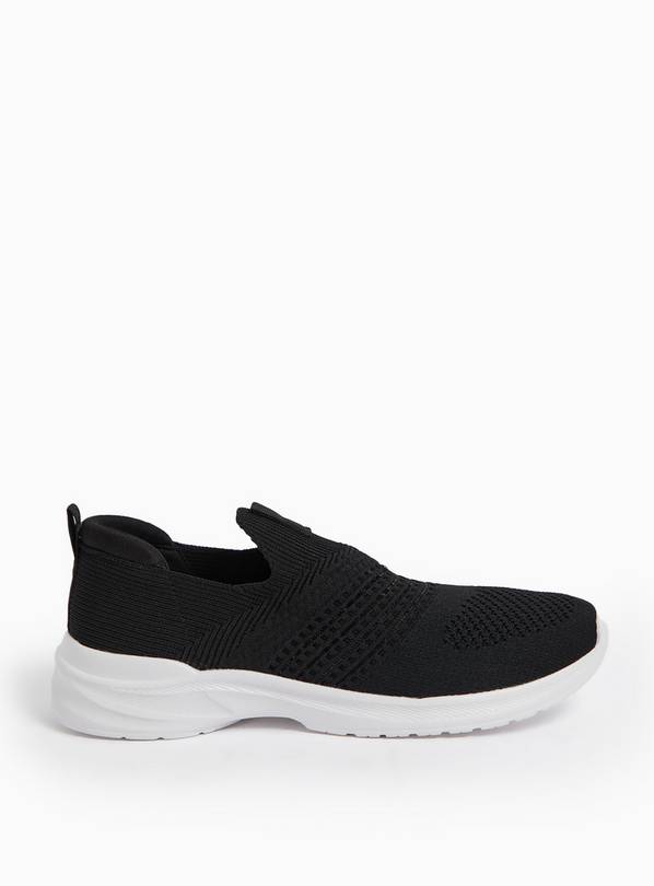 Black Knitted Slip On Trainers 6