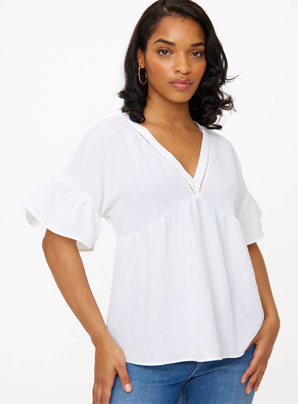 Buy White V Neck Boho Blouse 16, Blouses