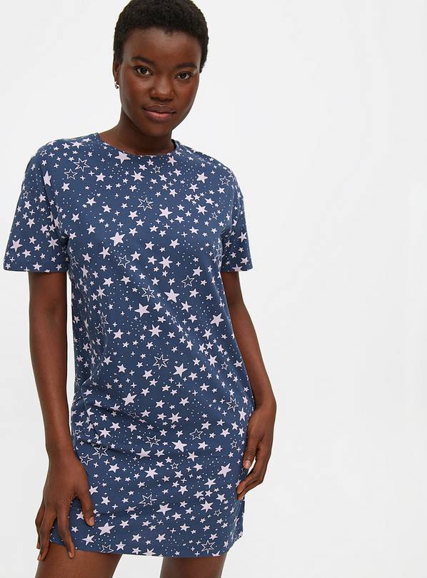 Navy Star Print Short Sleeve Nightdress XL