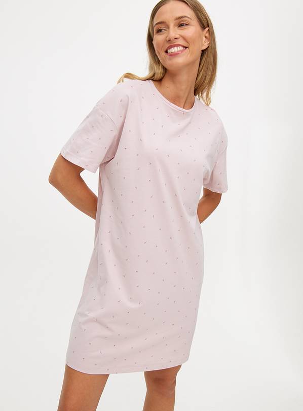 Pink Leaf Print Nightdress L