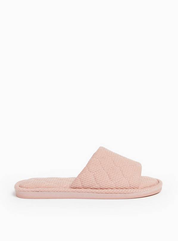 Pink Jersey Rib Mule Slippers M