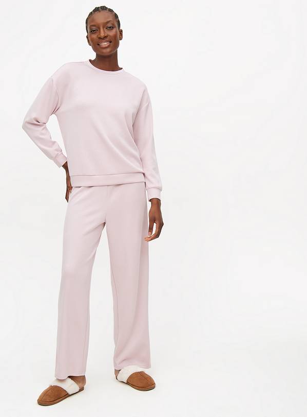 Pink Ribbed Long Sleeve Pyjamas S