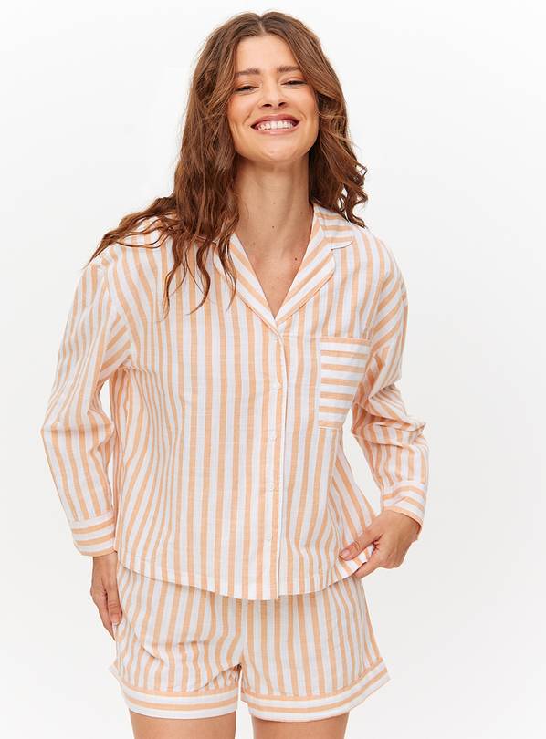 Orange Stripe Traditional Shortie Pyjamas 12