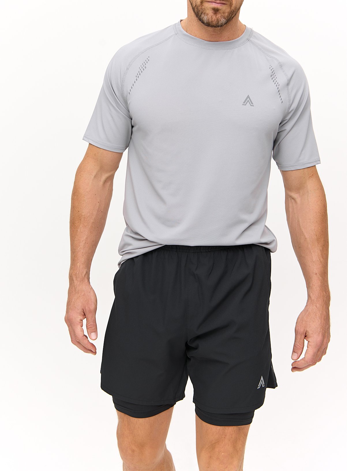 Men's Active Black Double Layer Shorts