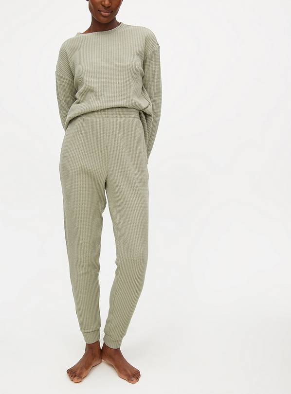 Sage Green Waffle Coord Pyjama Bottoms L