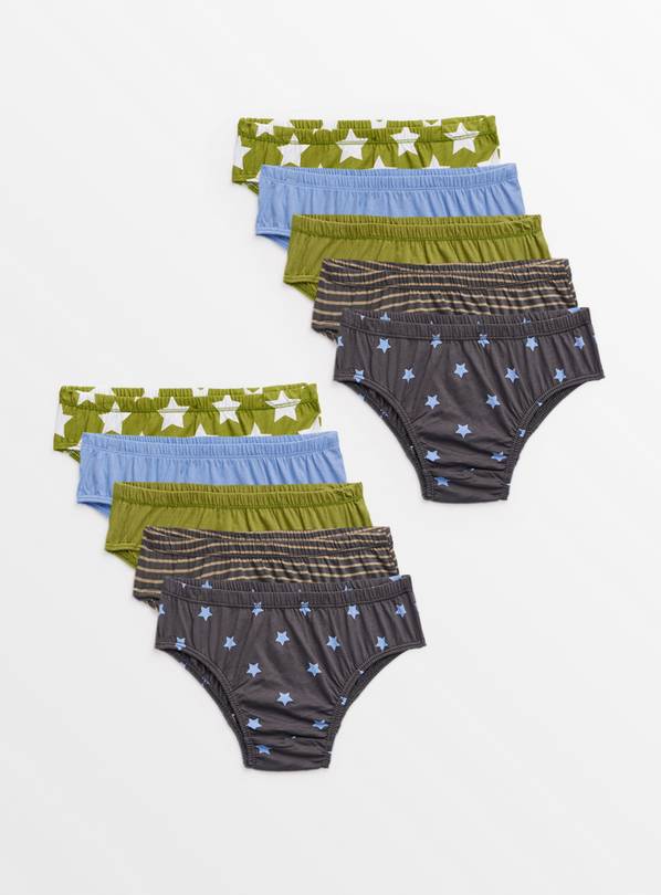 Khaki Star & Stripe Briefs 10 Pack 3-4 years