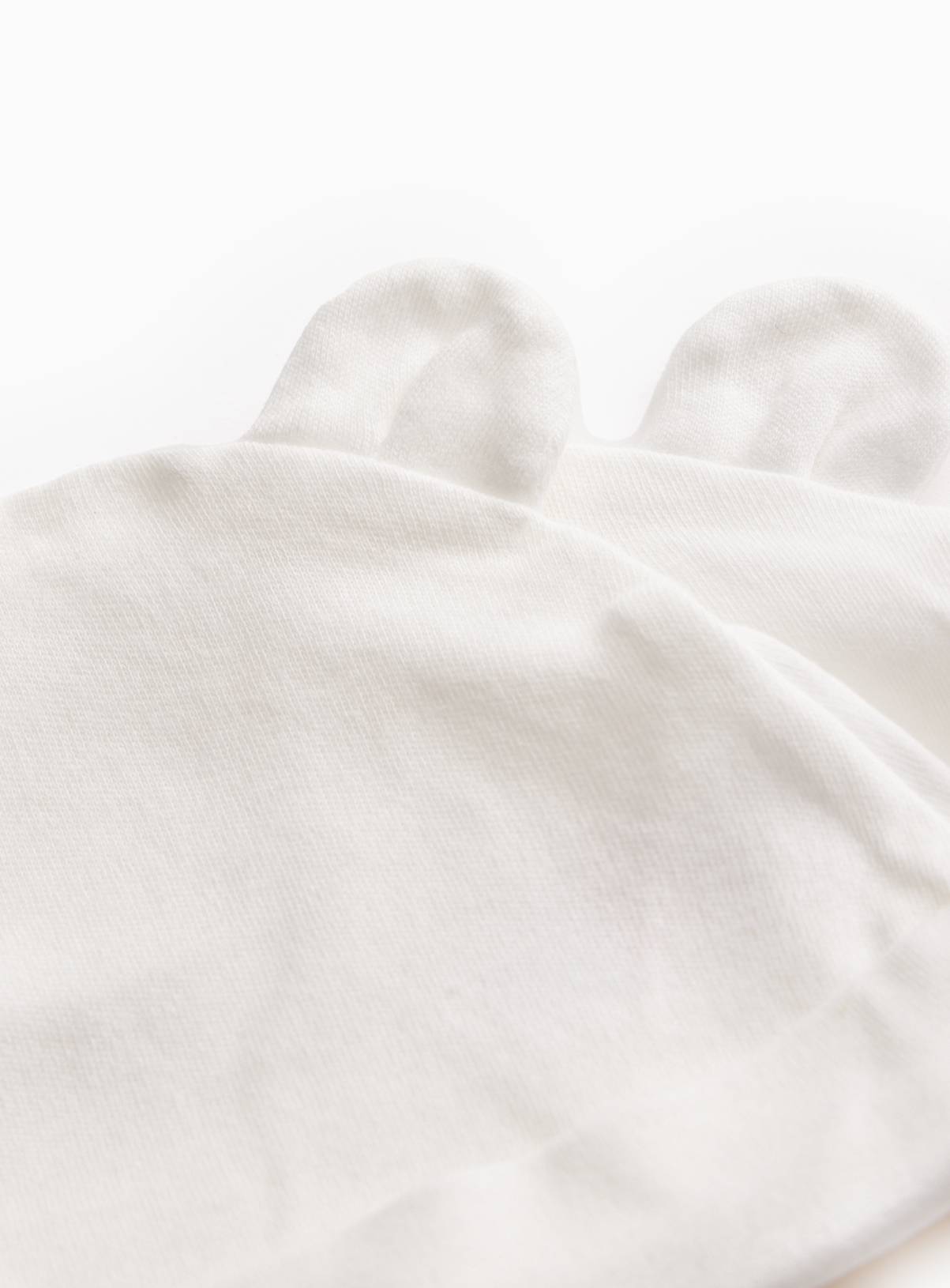 Bear Ear Detail Cotton White Hats 2 Pack Newborn - Image 2