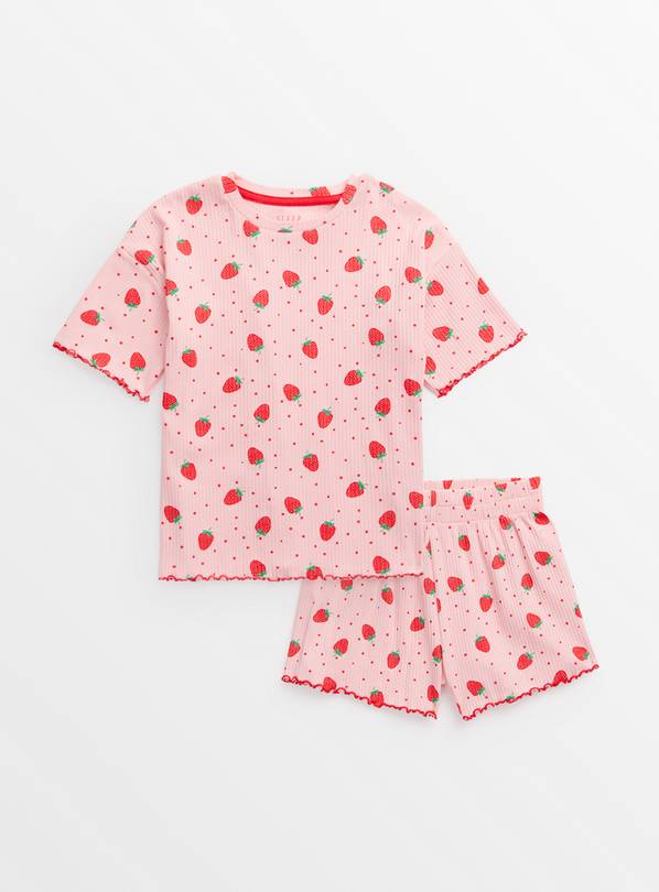Pink Strawberry Print Shortie Pyjamas 7-8 years