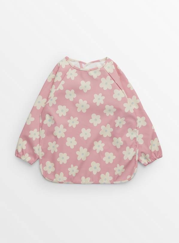 Pink Floral Printed Long Sleeve Bib One Size