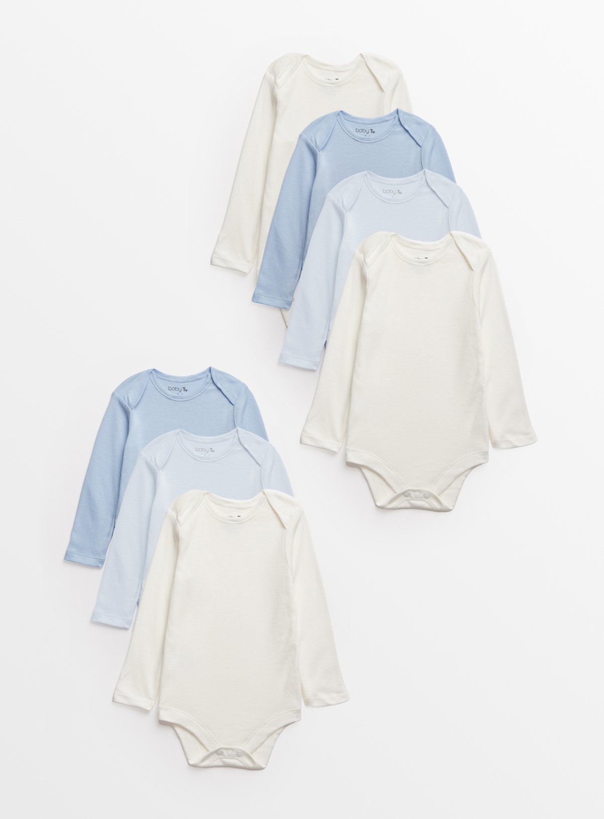 Blue Blue Long Sleeve Bodysuit 7 Pack (6-9 Months) - Tu by Sainsbury's