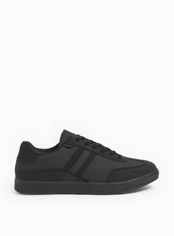 Black Retro Stripe Court Trainers 7