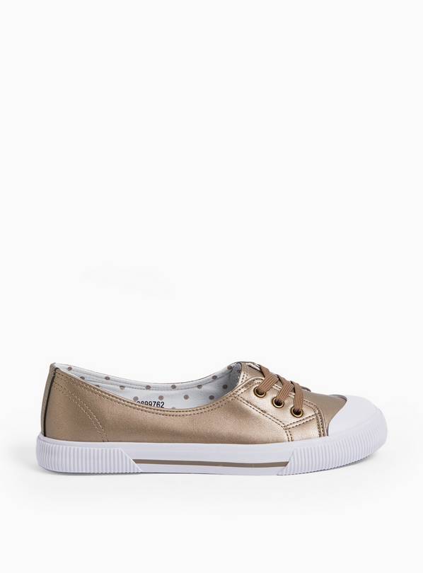 Bronze Low Lace Canvas Trainers 8