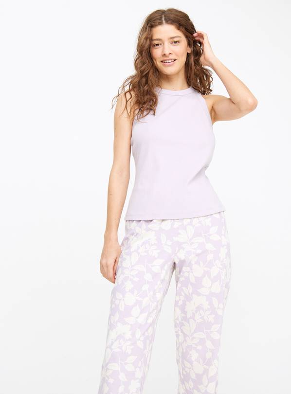 Lilac Floral Racer Back Pyjamas S