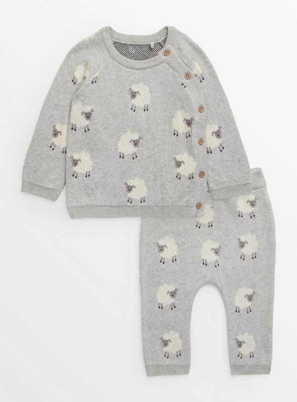 Grey Sheep Print Knitted Jumper & Leggings Set 18-24 months