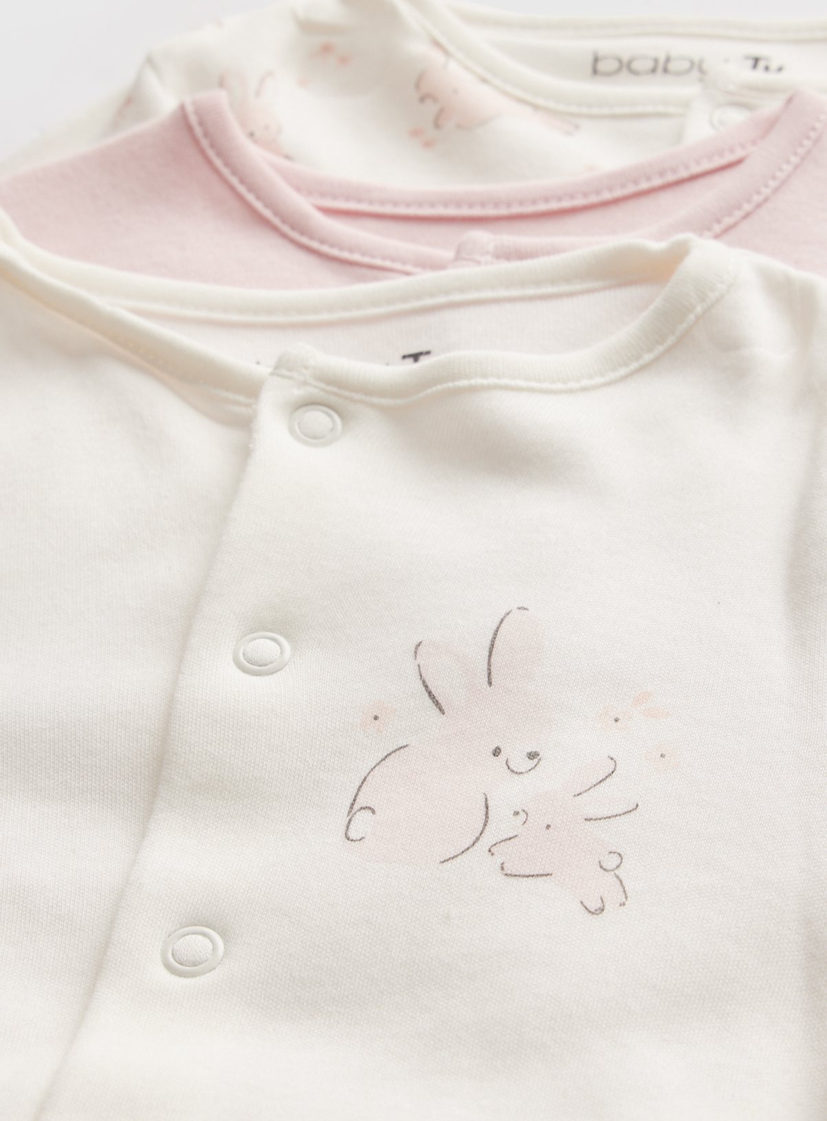 Pink Bunny Printed Sleepsuits 3 Pack Up to 3 mths - Image 2 thumbnail