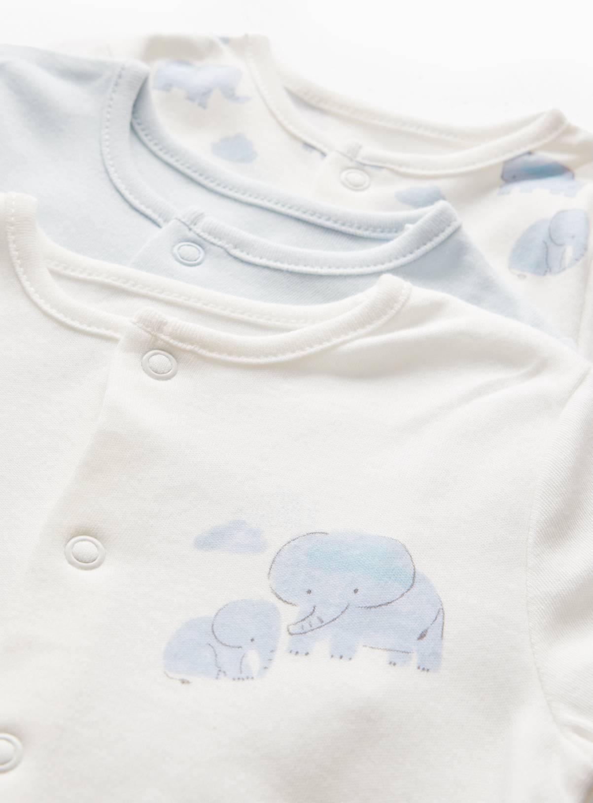 Blue Elephant Printed Sleepsuits 3 Pack  9-12 months - Image 2