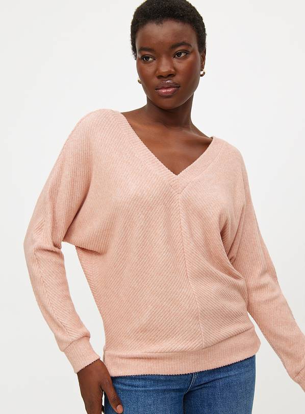 Light Pink Soft Touch V Neck Jumper L