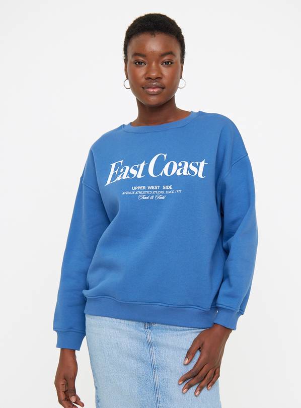 Blue East Coast Graphic Sweatshirt L
