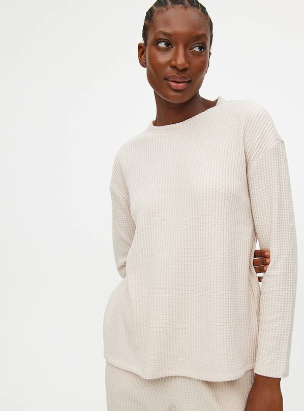 Neutral Waffle Coord Pyjama Top  M
