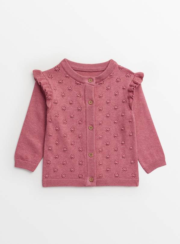 Pink Bobble Frill Shoulder Cardigan 12-18 months