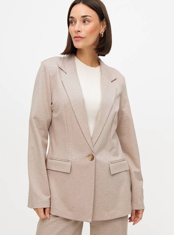 Oatmeal Tailored Ponte Coord Relaxed Fit Blazer 20