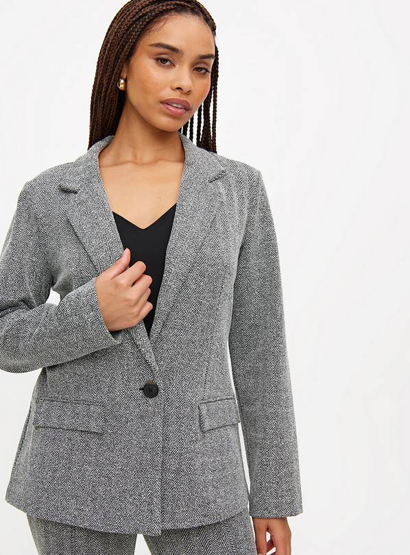 Charcoal Grey Textured Relaxed Fit Blazer 14