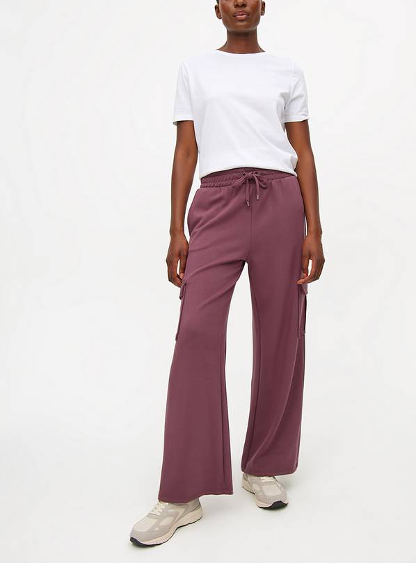 Plum Wide Leg Cargo Joggers S