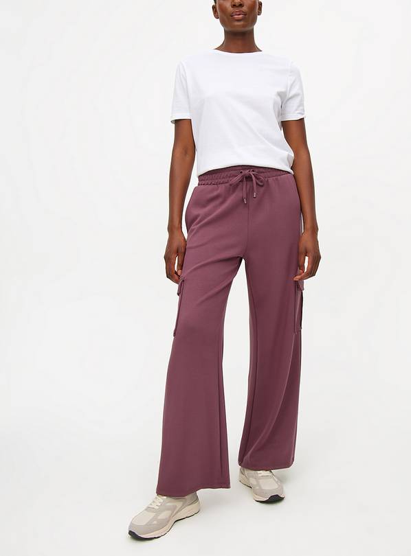 Plum Wide Leg Cargo Joggers L