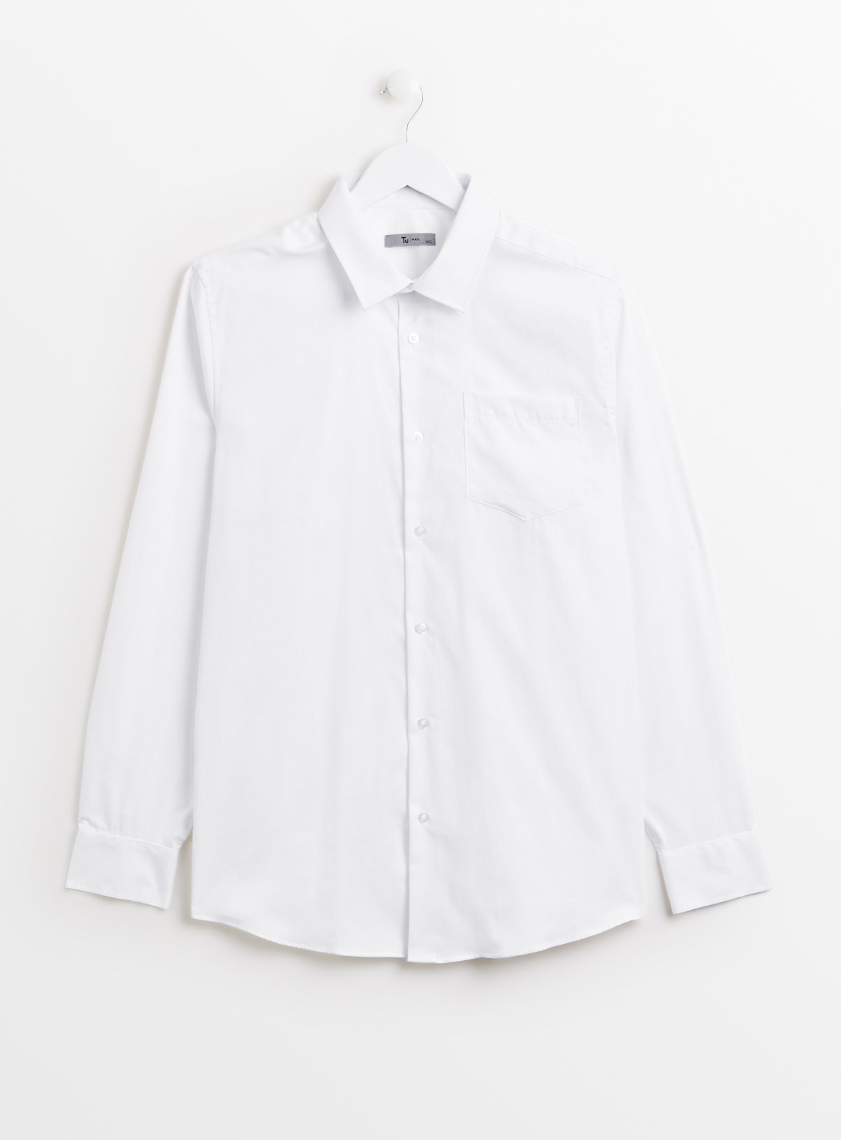 White Regular Fit Cotton Twill Long Sleeve Shirt 17.5 - Image 3 thumbnail