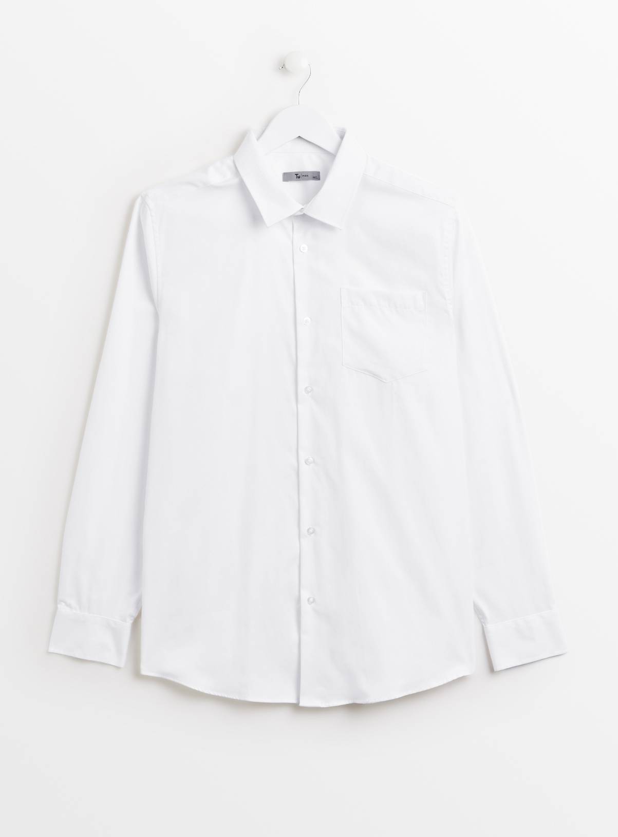 White Regular Fit Cotton Twill Long Sleeve Shirt 17.5 - Image 3