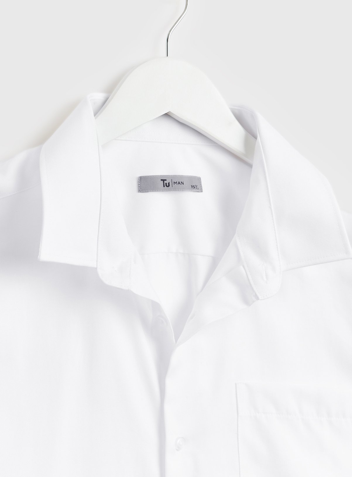 White Regular Fit Cotton Twill Long Sleeve Shirt 17.5 - Image 4 thumbnail